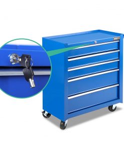 Giantz 5 Drawer Mechanic Tool Box Storage Trolley - Blue