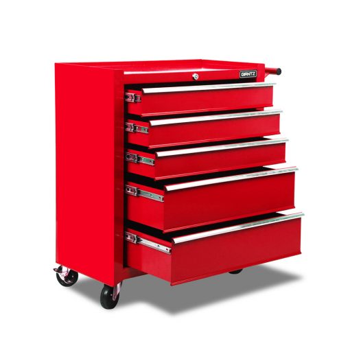 Giantz 5 Drawer Mechanic Tool Box Storage Trolley - Red