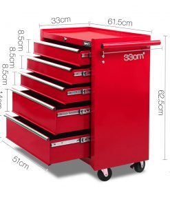 Giantz 5 Drawer Mechanic Tool Box Storage Trolley - Red