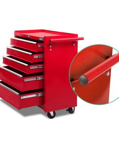 Giantz 5 Drawer Mechanic Tool Box Storage Trolley - Red