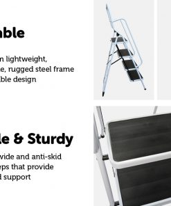 Foldable Non Slip 4 Step Steel Ladder