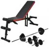 Adjustable Situp Bench with Barbell and Dumbbell Set 30.5 kg