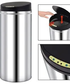 vidaXL Automatic Sensor Dustbin Garbage Bin 62 L Stainless Steel