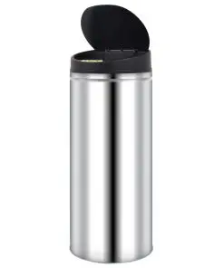 vidaXL Automatic Sensor Dustbin Garbage Bin 62 L Stainless Steel