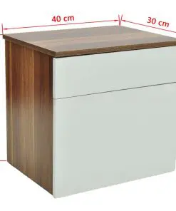 vidaXL Nightstand 2 pcs with One-Drawer Brown and White
