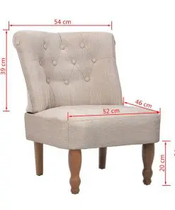 vidaXL French Chair Cream Fabric