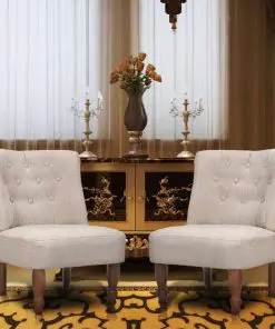 vidaXL French Chairs 2 pcs Cream Fabric