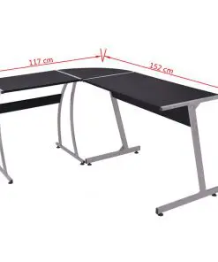 vidaXL Corner Desk L-Shaped Black