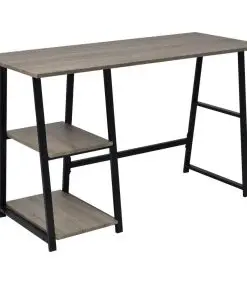 vidaXL Desk with 2 Shelves Grey and Oak