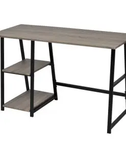 vidaXL Desk with 2 Shelves Grey and Oak