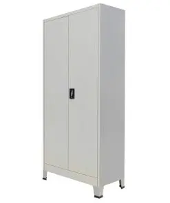 vidaXL Office Cabinet with 2 Doors Steel 90x40x180 cm Grey