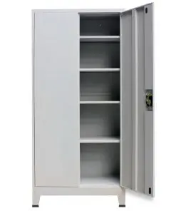vidaXL Office Cabinet with 2 Doors Steel 90x40x180 cm Grey