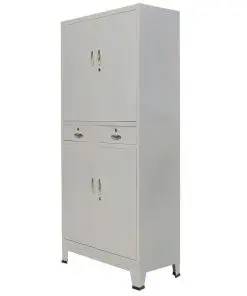 vidaXL Office Cabinet with 4 Doors Steel 90x40x180 cm Grey