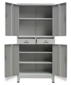 vidaXL Office Cabinet with 4 Doors Steel 90x40x180 cm Grey