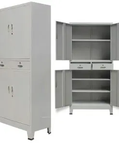 vidaXL Office Cabinet with 4 Doors Steel 90x40x180 cm Grey
