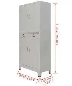 vidaXL Office Cabinet with 4 Doors Steel 90x40x180 cm Grey