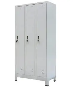 vidaXL Locker Cabinet with 3 Compartments Steel 90x45x180 cm Grey