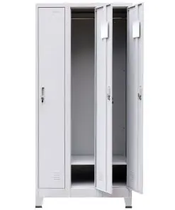 vidaXL Locker Cabinet with 3 Compartments Steel 90x45x180 cm Grey