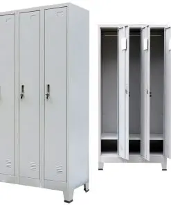 vidaXL Locker Cabinet with 3 Compartments Steel 90x45x180 cm Grey
