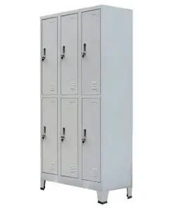 vidaXL Locker Cabinet with 6 Compartments Steel 90x45x180 cm Grey