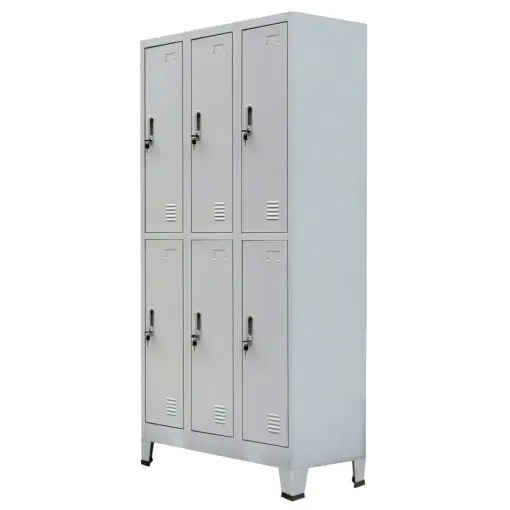 vidaXL Locker Cabinet with 6 Compartments Steel 90x45x180 cm Grey