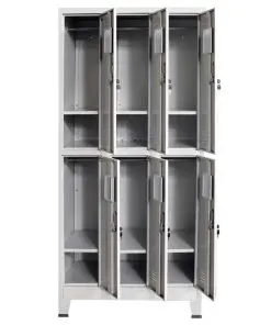 vidaXL Locker Cabinet with 6 Compartments Steel 90x45x180 cm Grey