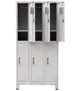 vidaXL Locker Cabinet with 6 Compartments Steel 90x45x180 cm Grey