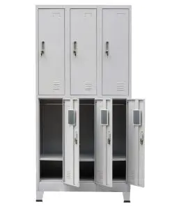 vidaXL Locker Cabinet with 6 Compartments Steel 90x45x180 cm Grey