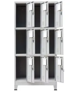 vidaXL Locker Cabinet with 9 Compartments Steel 90x45x180 cm Grey