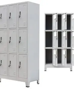 vidaXL Locker Cabinet with 9 Compartments Steel 90x45x180 cm Grey