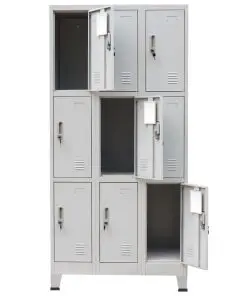 vidaXL Locker Cabinet with 9 Compartments Steel 90x45x180 cm Grey