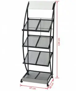vidaXL Magazine Rack 47x40x134 cm Black and White A4