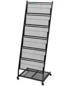 vidaXL Magazine Rack 47.5x43x133 cm Black A4