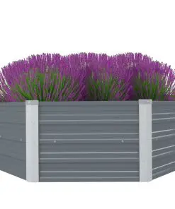 vidaXL Raised Garden Bed 129x129x46 cm Galvanised Steel Grey