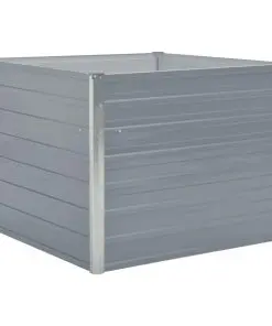 vidaXL Raised Garden Bed 100x100x77 cm Galvanised Steel Grey