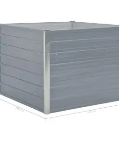 vidaXL Raised Garden Bed 100x100x77 cm Galvanised Steel Grey