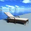 vidaXL Sun Lounger with Cushion & Wheels Poly Rattan Brown