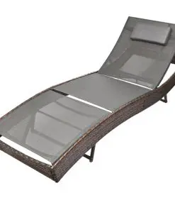 vidaXL Sun Lounger Poly Rattan Brown