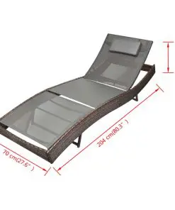 vidaXL Sun Lounger Poly Rattan Brown