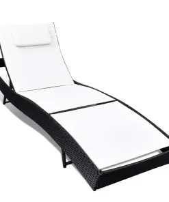 vidaXL Sun Lounger Poly Rattan Black