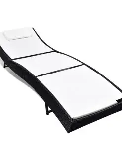 vidaXL Sun Lounger Poly Rattan Black