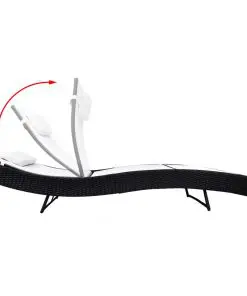 vidaXL Sun Lounger Poly Rattan Black