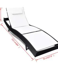 vidaXL Sun Lounger Poly Rattan Black