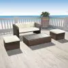 vidaXL 4 Piece Garden Lounge Set with Cushions Poly Rattan Brown vidaXL 4 Piece Garden Lounge Set with Cushions Poly Rattan Brown