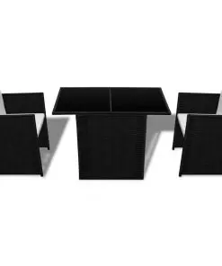 vidaXL 3 Piece Bistro Set with Cushions Poly Rattan Black