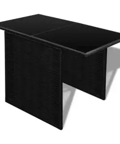 vidaXL 3 Piece Bistro Set with Cushions Poly Rattan Black