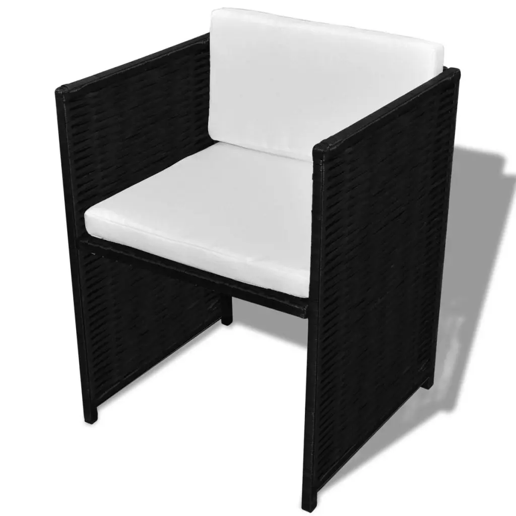 vidaXL 3 Piece Bistro Set with Cushions Poly Rattan Black
