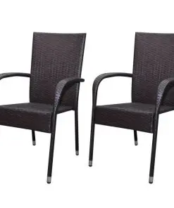 vidaXL Garden Chairs 2 pcs Poly Rattan Brown