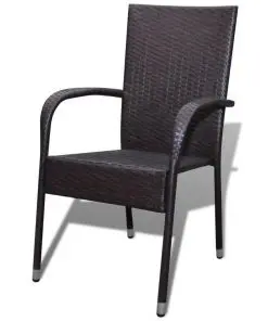 vidaXL Garden Chairs 2 pcs Poly Rattan Brown