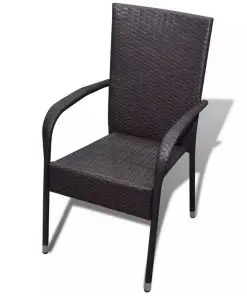 vidaXL Garden Chairs 2 pcs Poly Rattan Brown